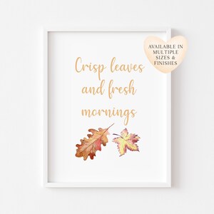 Beige Brown Autumn Leaves Print Crisp Fall Home Decor (unframed)