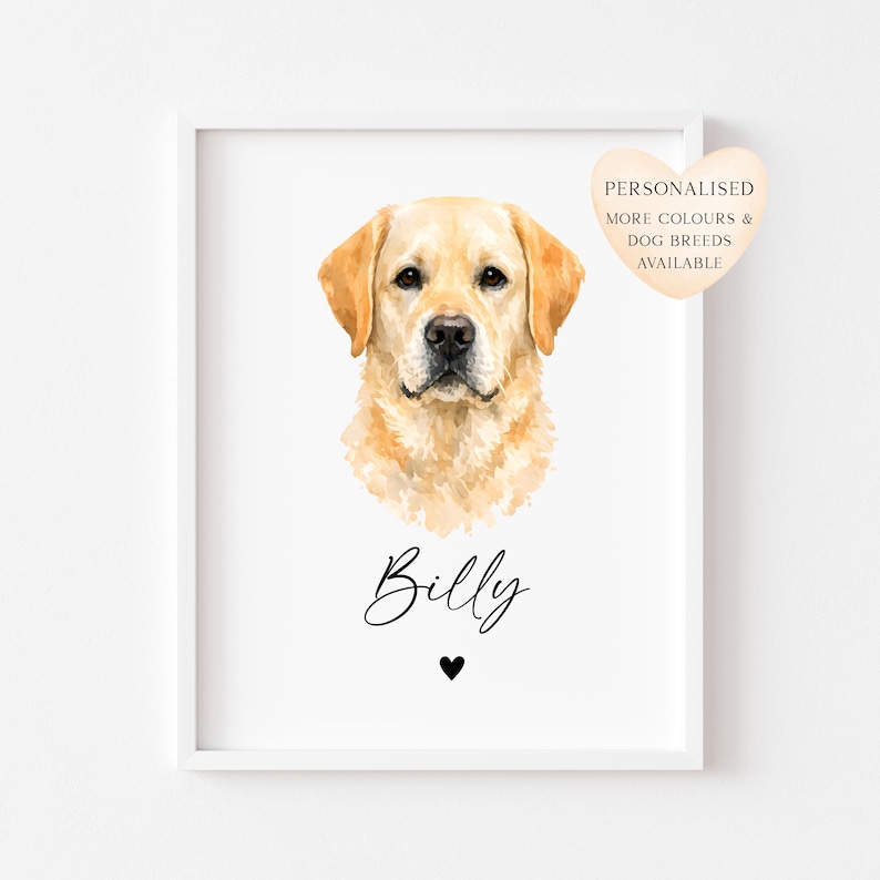 Personalised Labrador Retriever Print Custom Name Pet Portrait - 3 ...