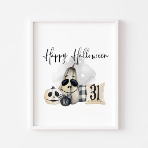 Halloween print, Happy Halloween decor watercolour unframed printhalloween decorseasonal decorseasonal printswall art printsspooky art image 1