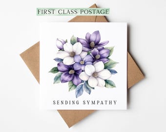 Sympathy Card floral bouquet sending sympathy with envelope