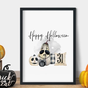 Halloween print, Happy Halloween decor watercolour unframed printhalloween decorseasonal decorseasonal printswall art printsspooky art image 5