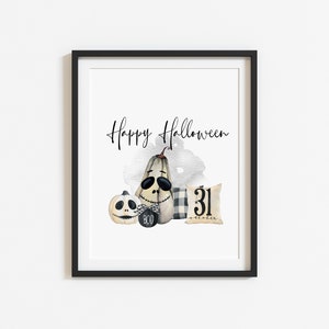 Halloween print, Happy Halloween decor watercolour unframed printhalloween decorseasonal decorseasonal printswall art printsspooky art image 4