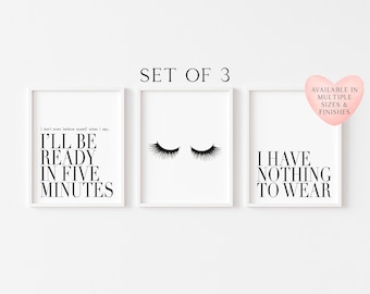 Fashion Prints Set Eyelashes, Nothing to Wear, Get Ready Unframed Wall Art Posters