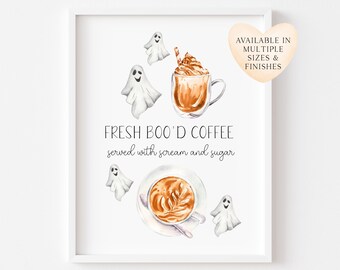 Spooky Ghost Coffee Halloween 'Boo'd Coffee' unframed wall art poster print