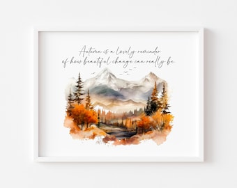 Autumn Watercolour Landscape Print Seasonal unframed wall art
