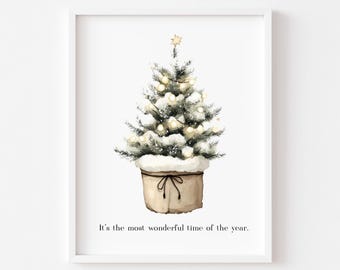 Watercolour Christmas Tree Print, Winter Wall Art (Unframed)