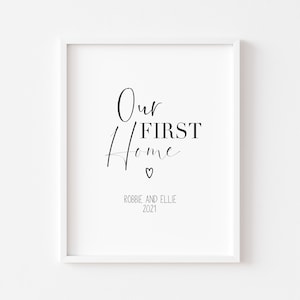 Personalised Our first home print with your names and date unframed wall art poster print,new home gift, new home present, new home together