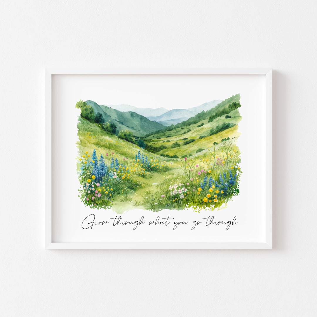 Motivational Quote Landscape Art Print Unframed Watercolour Meadow ...