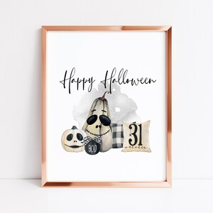 Halloween print, Happy Halloween decor watercolour unframed printhalloween decorseasonal decorseasonal printswall art printsspooky art image 3