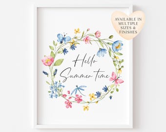 Wildflower Wreath Summer Print Seasonal Home Decor unframed wall art poster