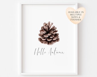 Pine Cone Autumn Print Watercolour Fall Home Decor (unframed)