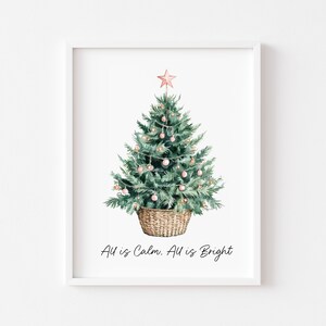 Watercolour Christmas Tree Print Winter Holiday Wall Art unframed
