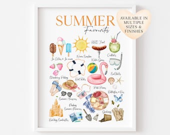 Summer Favourites Watercolour Print Seasonal Home Decor (Unframed)