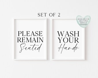 Funny Bathroom Prints Set: 'Please Remain Seated' Wall Art