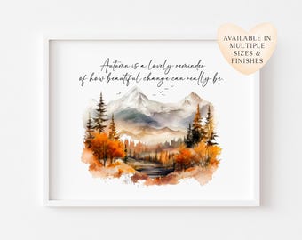 Autumn Watercolour Landscape Print Seasonal unframed wall art