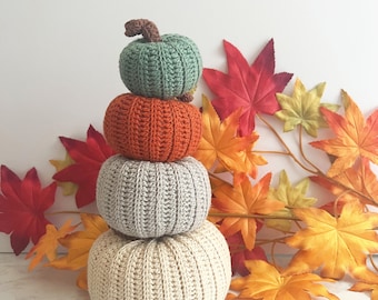 Handmade Crochet Pumpkins Autumn Home Decor Set