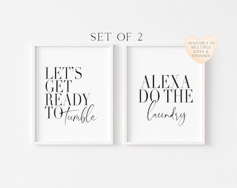 Laundry Room Prints Set Funny Alexa Quote, Kitchen unframed wall art poster print