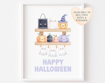 Halloween print, pastel kids watercolour seasonal unframed wall art poster