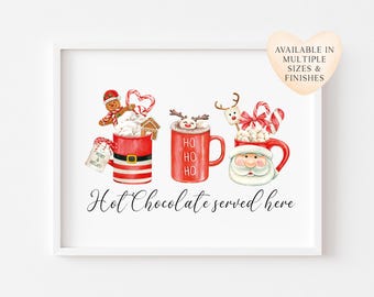 Hot chocolate print, Seasonal Christmas hot choc station red Xmas unframed wall art