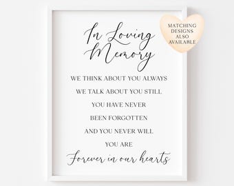 Wedding memorial print, In loving memory unframed wall art poster