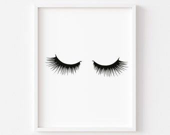 Eyelashes Prints Makeup decor Fashion prints Large Wall Art Set of 3 prints Beauty Makeup wall print