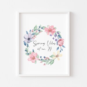 Spring print, Spring Vibes at No. personalised watercolour wreath unframed wall art|spring decor|home prints|seasonal|seasonal decor|