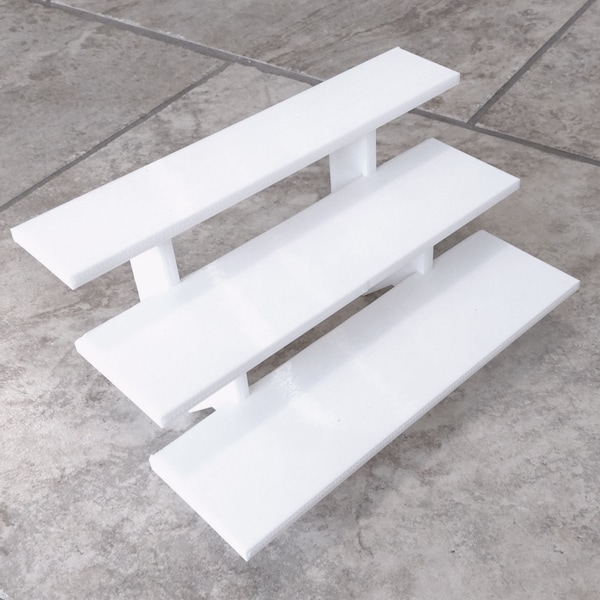 10-inch 3-Tier White Small item and Figurine Display Shelf Stand - Stands can Be Butted Up Against Each Other To Make Bigger Displays