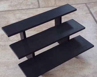 10-inch Black 3-Tier Riser Display Stand Shelf Figurine and Collectible Pops! Can Be Butted Up Against Each Other To Make Bigger Displays