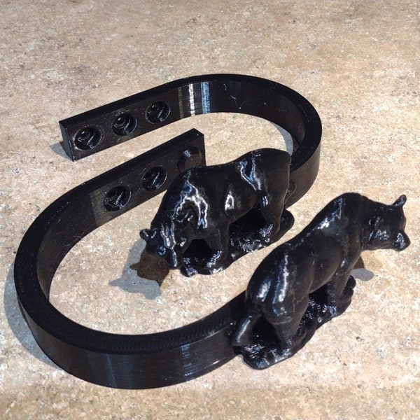 Black Bear Curtain Holdback/Tieback on Black Wall Mount 3D Printed