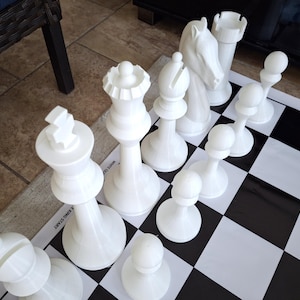 Giant 16" Chess Set with roll-up chess mat - Kings are 16-1/2 inches and can be used indoors, outdoors or Garden