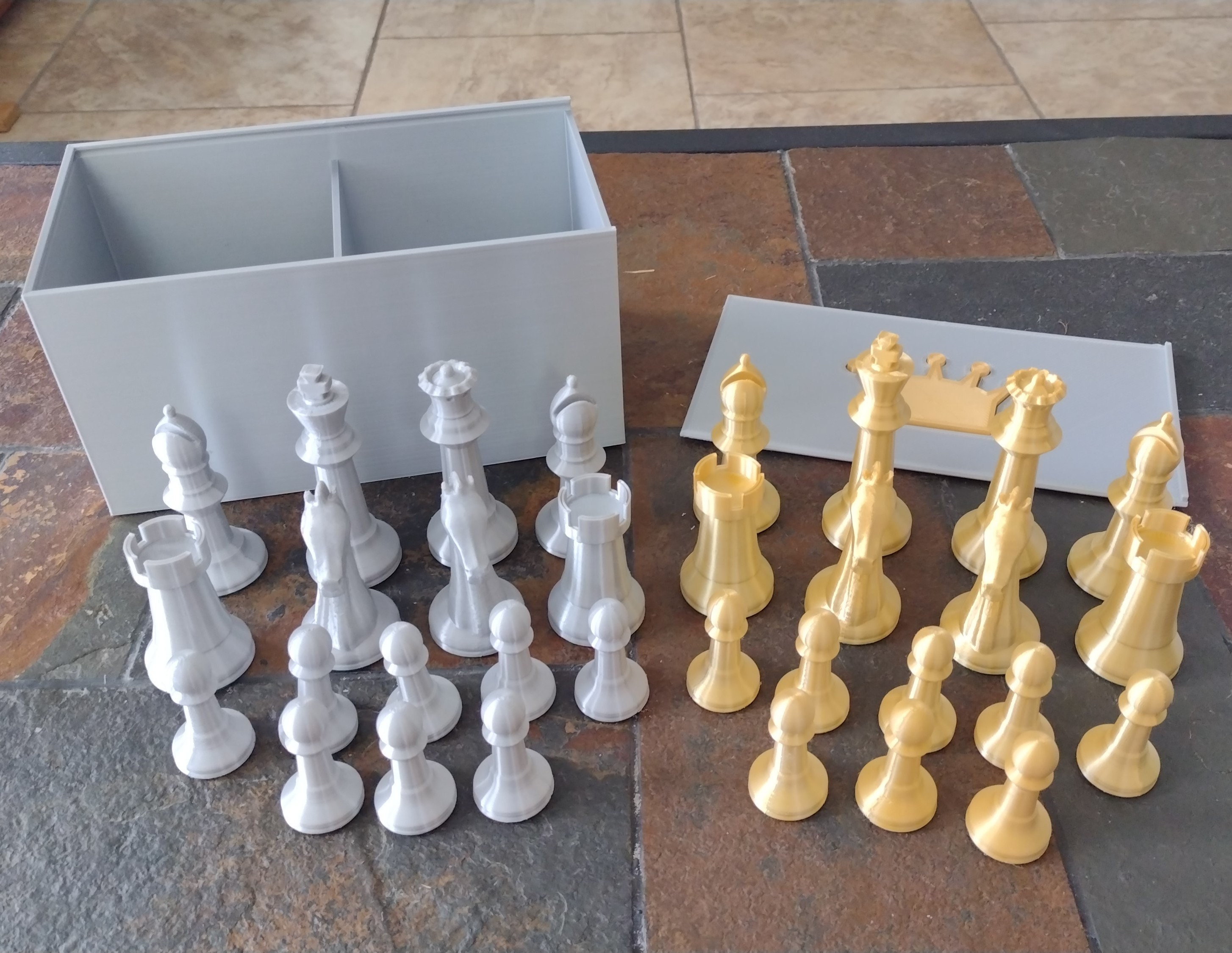 IWIS Metal Chess Pieces Only No Board in Unique Storage Box, Gifts for Men,  Women, 32 Large Quadruple Weighted Chess Pieces, 2 Extra Queen, 2.6” King