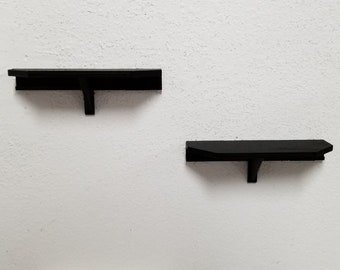 Two 6in x 2in Black Wall Shelves - Free Shipping - These small wall shelves use 3M Command Strips for Easy Mounting and Damage Free Removal