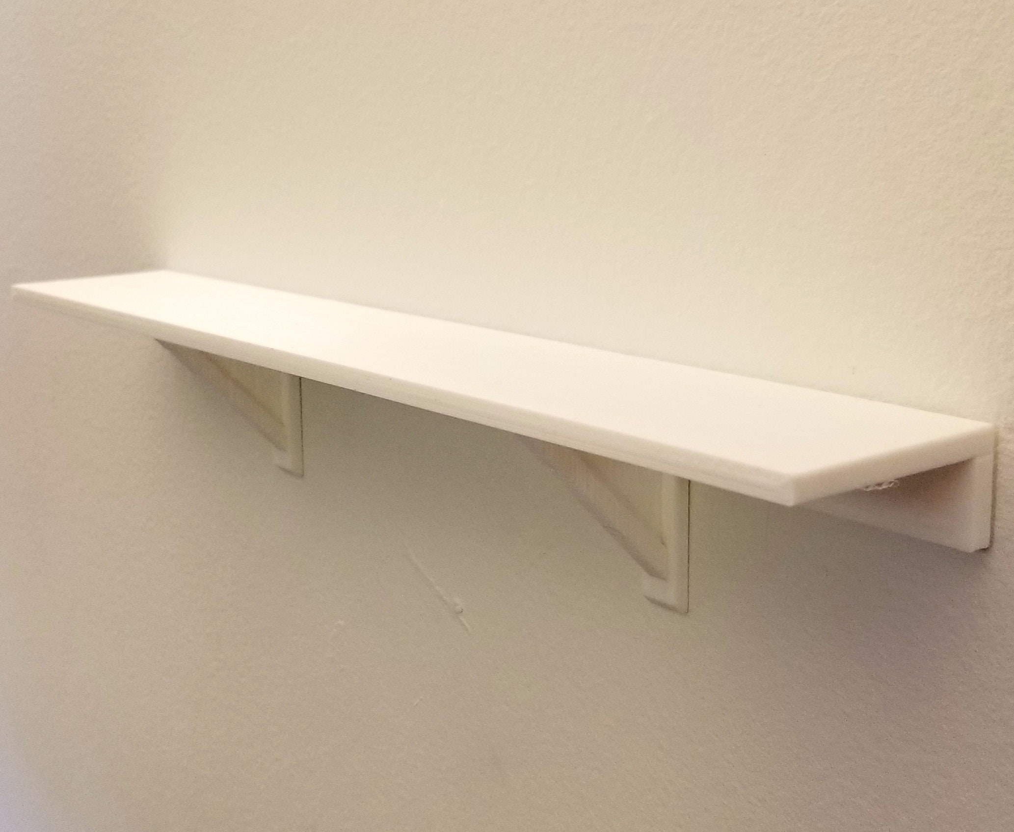 12 X 2 Inch White Wall Shelf Free Shipping Uses 3M Command Strips