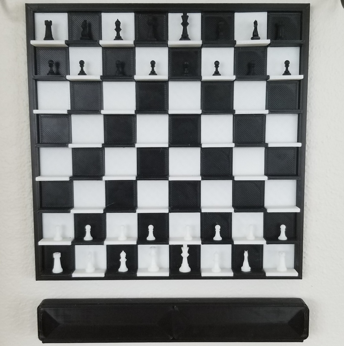 Wall Mounted Chess Set Complete With Chess Pieces and Storage Etsy