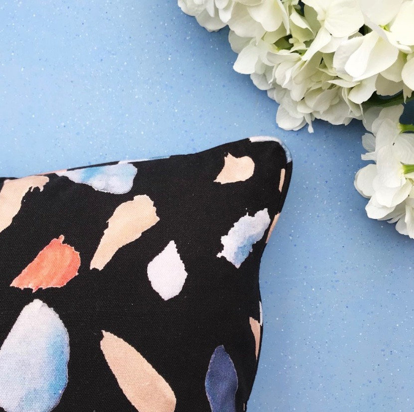 Coussin Imprimé Abstrait Noir