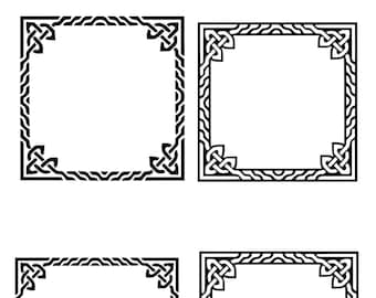 2 Square  / 2 Rectangular Celtic frames set 2 - ideal for photo frames