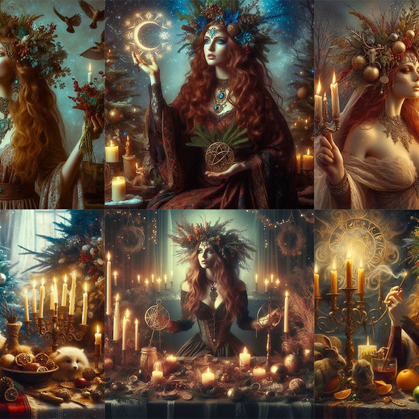 Yule Goddess of the Winter Solstice 1 - 6 printable images