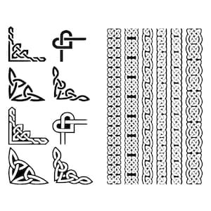Celtic corners (8) and Celtic bands (6) pack - 14 separated SVG / PES / PNG designs