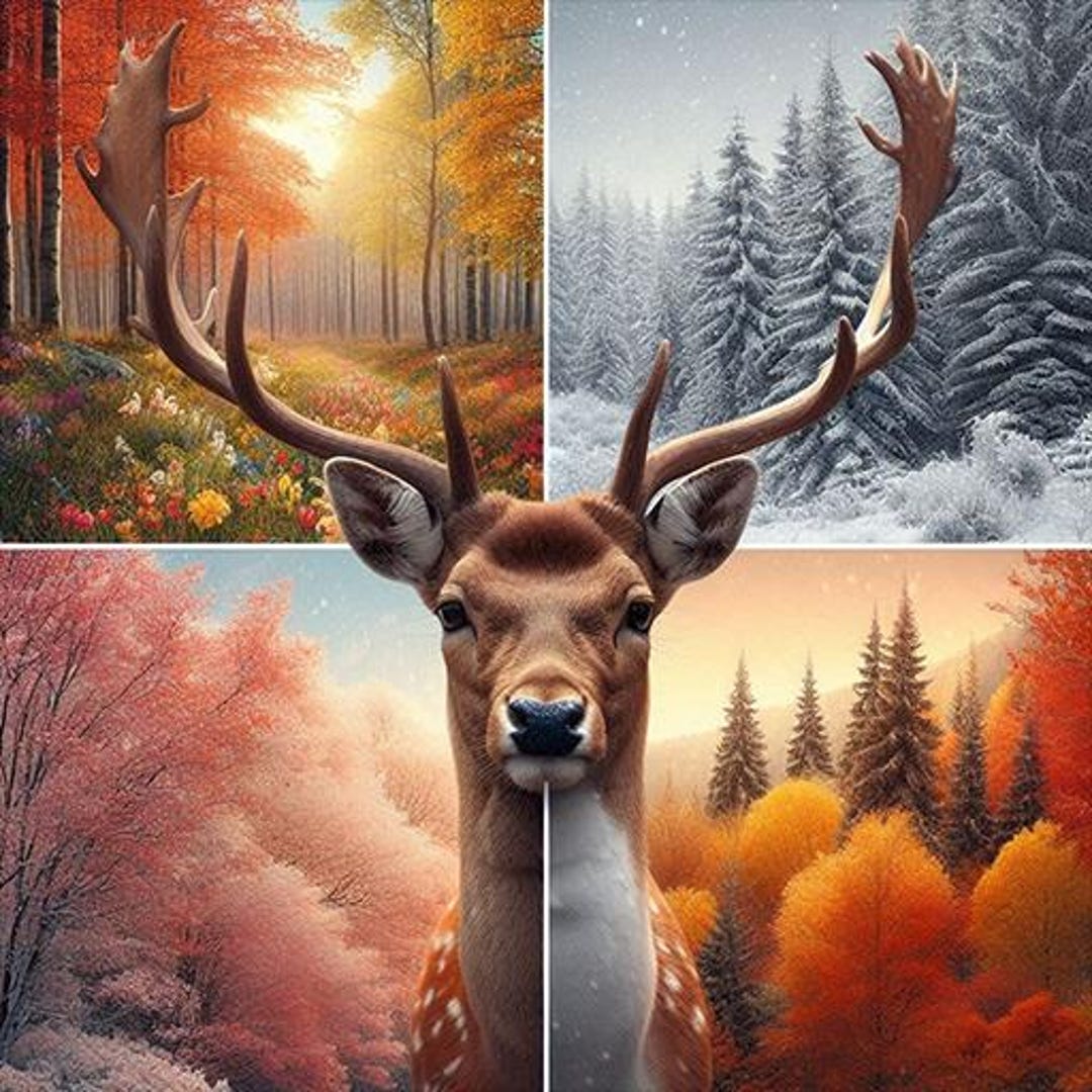 4 Seasons Deer - 4 Printable Images - Etsy