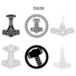 Marteau Mjolnir - Marteau de Thor - 6 Dessins SVG
