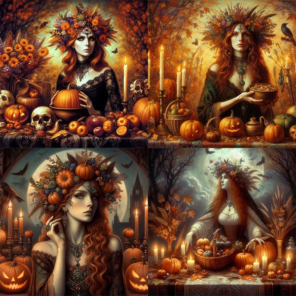 Samhain Goddess of Winter - 4 printable images