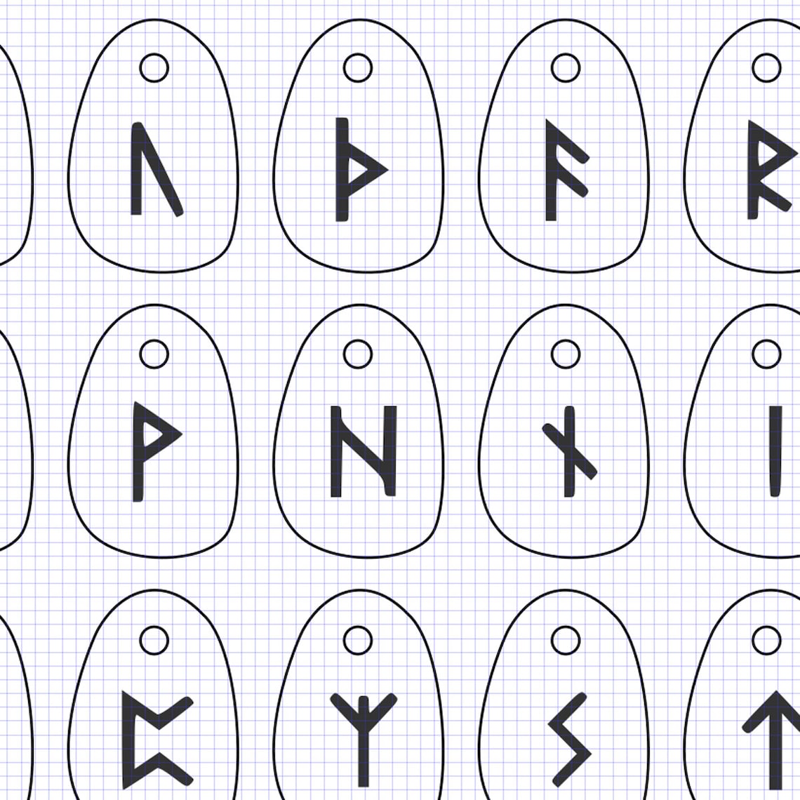 Elder Futhark Runes Ear Ring Templates - 24 SVG Symbols - Etsy