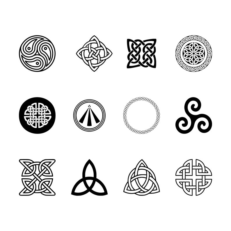 Celtic symbols pack 12 symbols SVG file 3 / 4 / 6 degrees of symmetry ancient symbols image 1