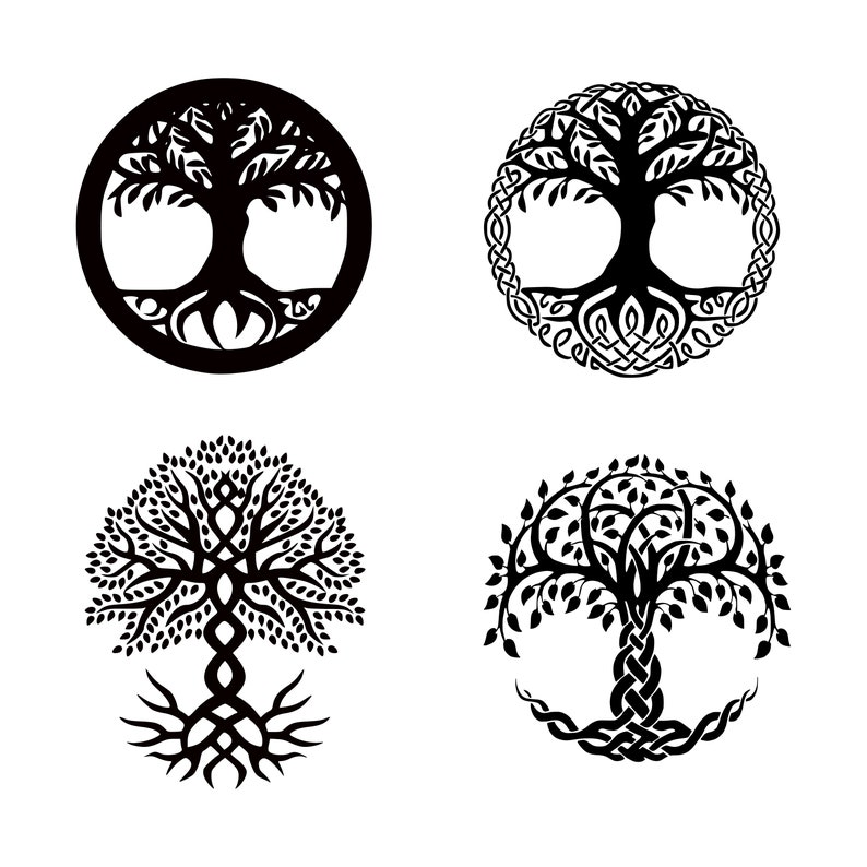 Yggdrasil Tree of life / World Tree 4 separated SVG designs image 1