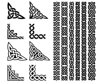 Pack coins celtiques (8) et bandes celtiques (6) - 14 designs SVG/PES/PNG séparés