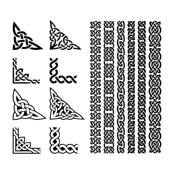 Celtic corners (8) and Celtic bands (6) pack - 14 separated SVG / PES / PNG designs