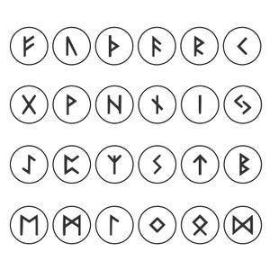 Elder Futhark Runes Circular Counters - Double Sided - 24 SVG symbols