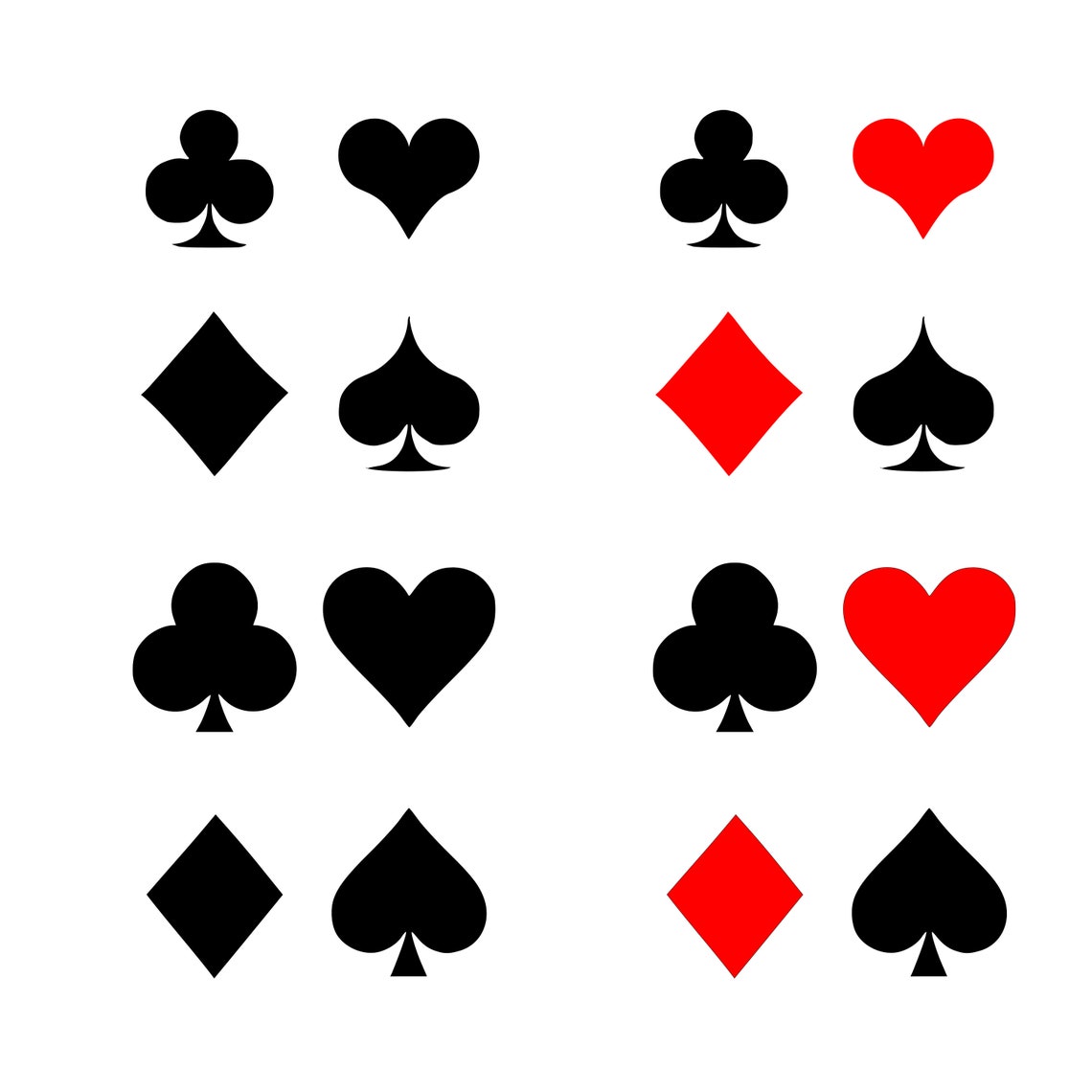 Playing Card Symbols - Hearts, Diamonds, Clubs, Spades - Etsy