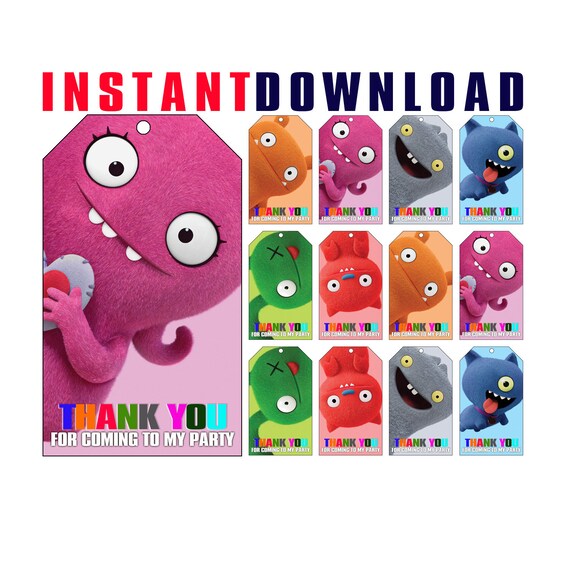 Ugly Dolls Thank You Tags, Ugly Dolls Favor Tags, Ugly Dolls Party Tags, Ugly Dolls Printable Thank You Tags, Ugly Dolls Instant Download Il_570xn
