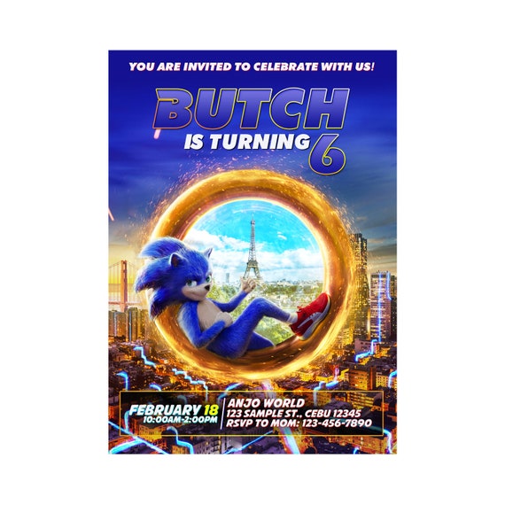 Sonic Invitation, Sonic Birthday Invitation, Sonic Digital Invitation, Sonic Printable Invitation Il_570xn
